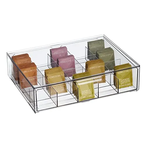 mDesign 23048MDKEU Teekiste Aufbewahrungsbox durchsichtig 20 Fächer