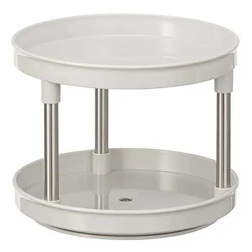 mDesign Lazy Susan 16166 Drehregal 2 Ebenen hellgrau