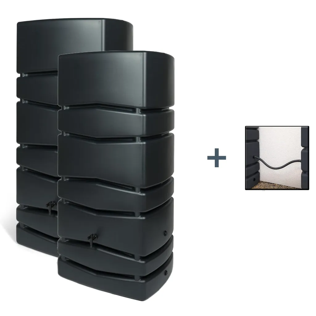 Kreher Aqua Tower 350 Liter Regentonne Anthrazit 2er Set