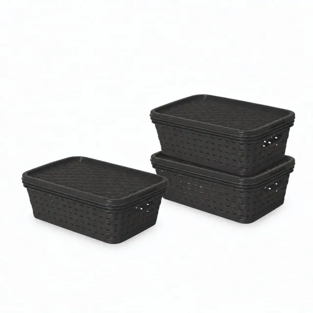 astor24 Premium Aufbewahrungsbox 3er Set 2 Liter Anthrazit
