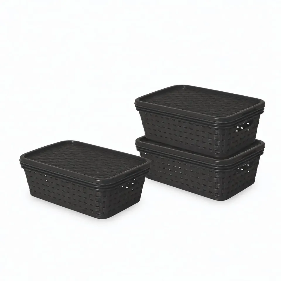 astor24 Premium Aufbewahrungsbox 3er Set 2 Liter Anthrazit