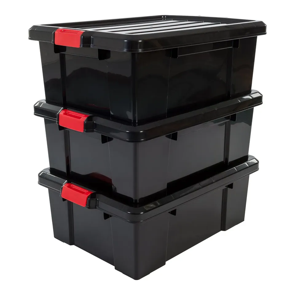 Iris Ohyama SK-430 Aufbewahrungsbox 43L schwarz 3er-Set