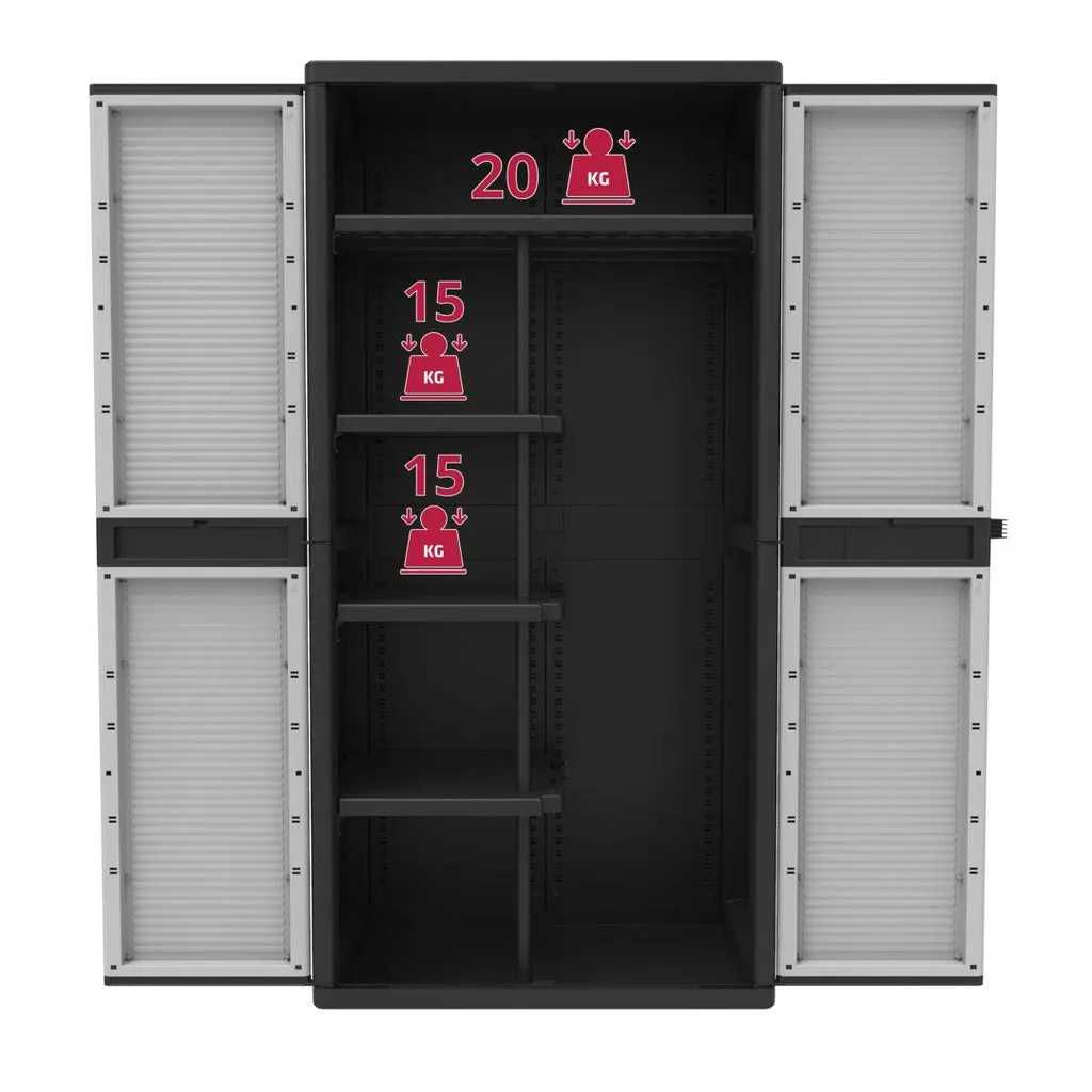 Kreher Jumbo Spindschrank Kunststoffschrank Grau-Schwarz