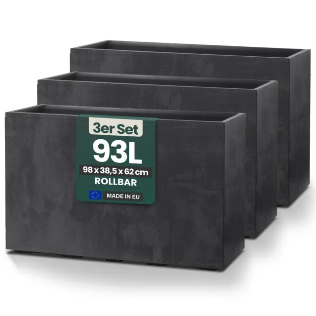 Kreher Millennium Fence Pflanzkasten 93L Anthrazit 3er Set Sichtschutz
