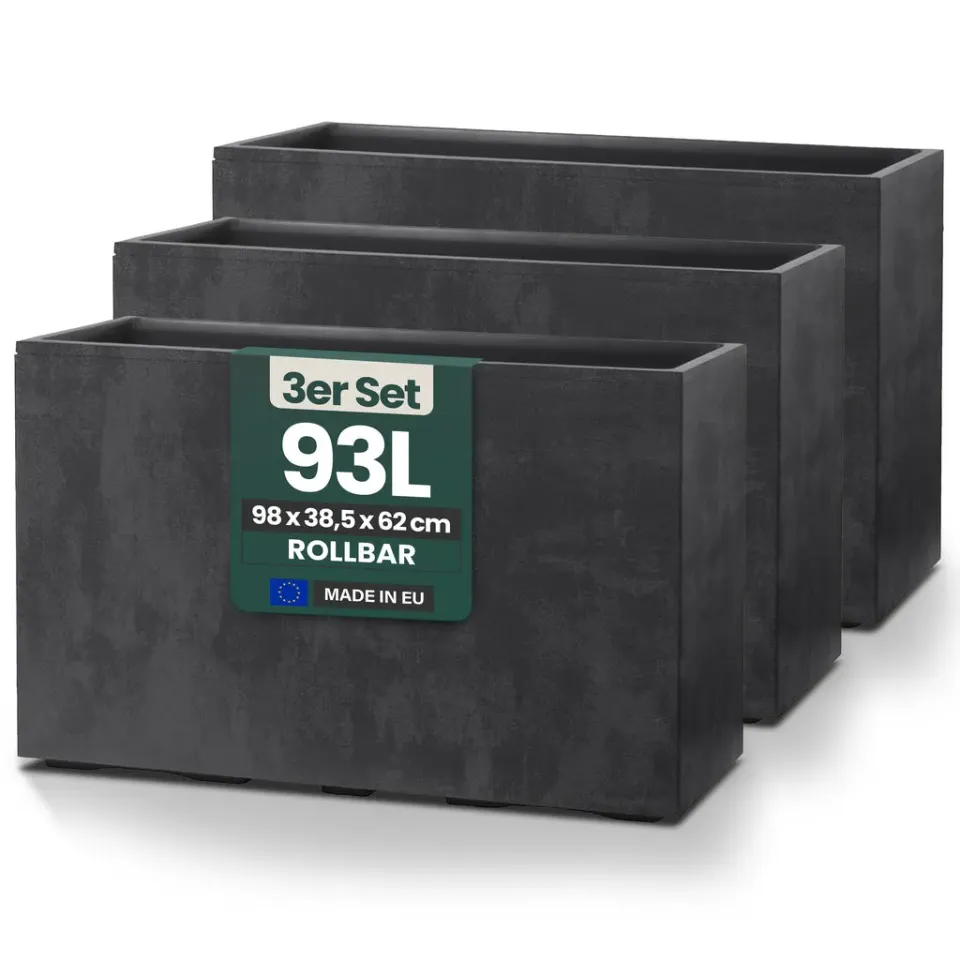 Kreher Millennium Fence Pflanzkasten 93L Anthrazit 3er Set Sichtschutz