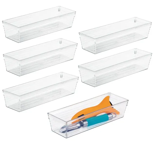 mDesign Besteckkasten Transparent Schubladenbox Kunststoff 6 Stück Box