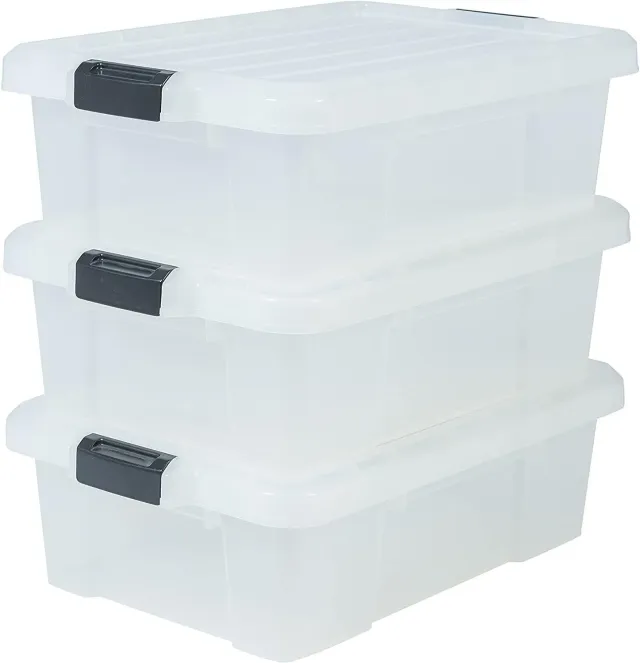 Iris Ohyama SK-230 Aufbewahrungsbox 3er-Set klar 21L mit Deckel