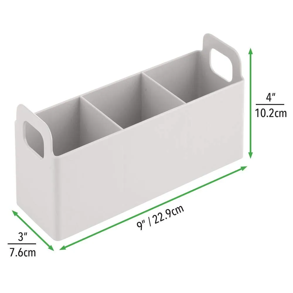 mDesign Tea Caddy Küchen Organizer 3 Fächer 2er-Set hellgrau