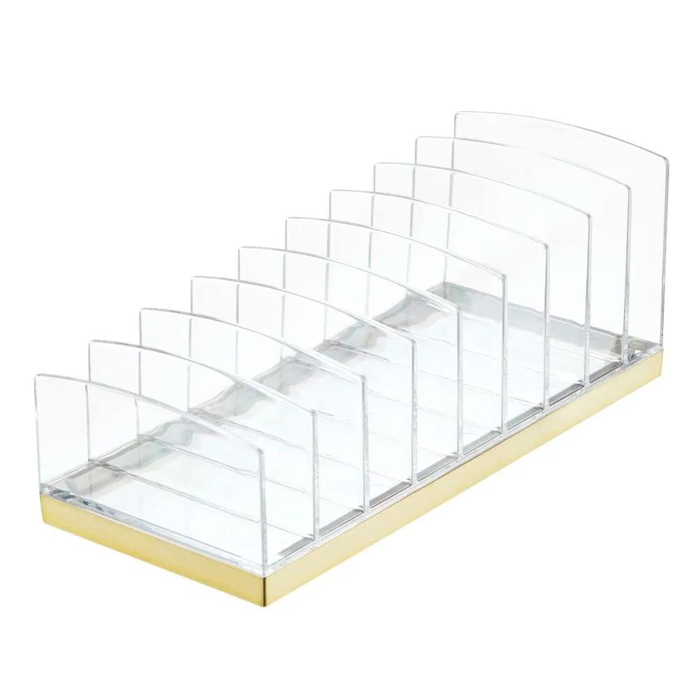 mDesign Kosmetik Organizer Kunststoff 9 Fächer transparent-messing