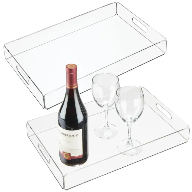 mDesign Serviertablett Transparent 2er Set Griffe