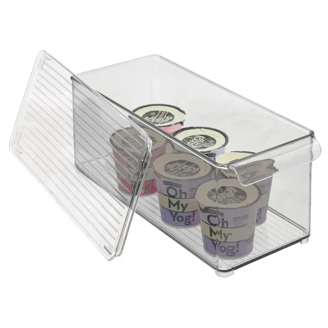 mDesign Kühlschrankbox Vorratsbox mit Deckel rauchgrau BPA-frei