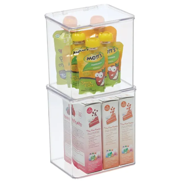 mDesign Vorratsbox 2er-Set transparent mit Deckel stapelbar