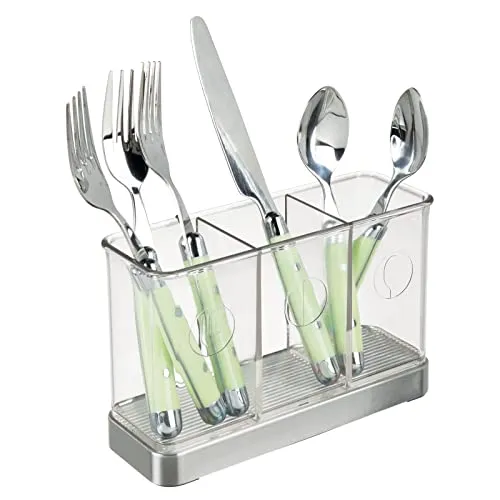 mDesign Besteckkorb Besteckhalter Edelstahl transparent