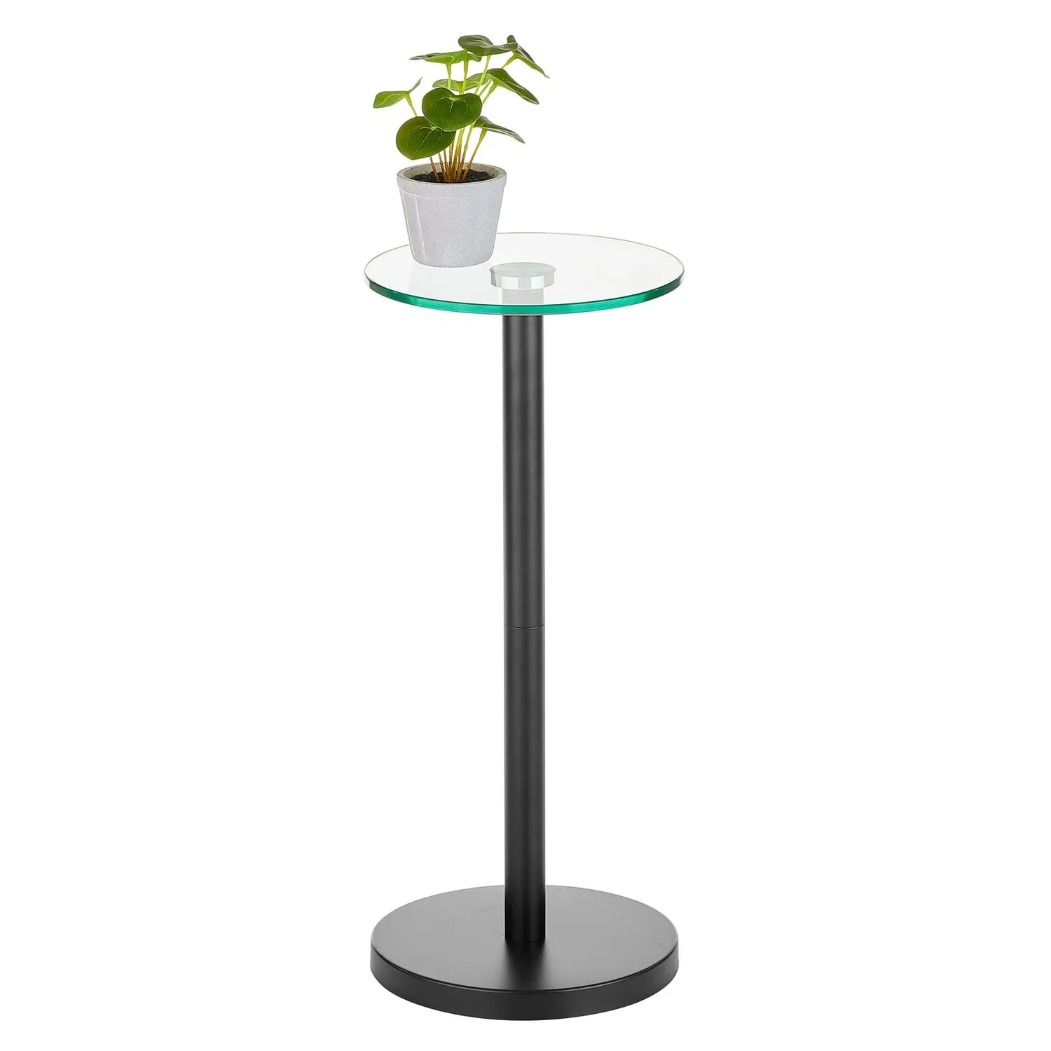 mDesign Beistelltisch Metall Glas 24,1 cm Mattschwarz