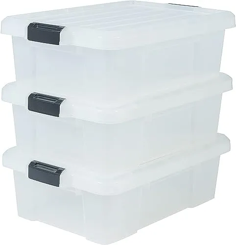 Iris Ohyama SK-230 Aufbewahrungsbox 3er-Set klar 21L mit Deckel
