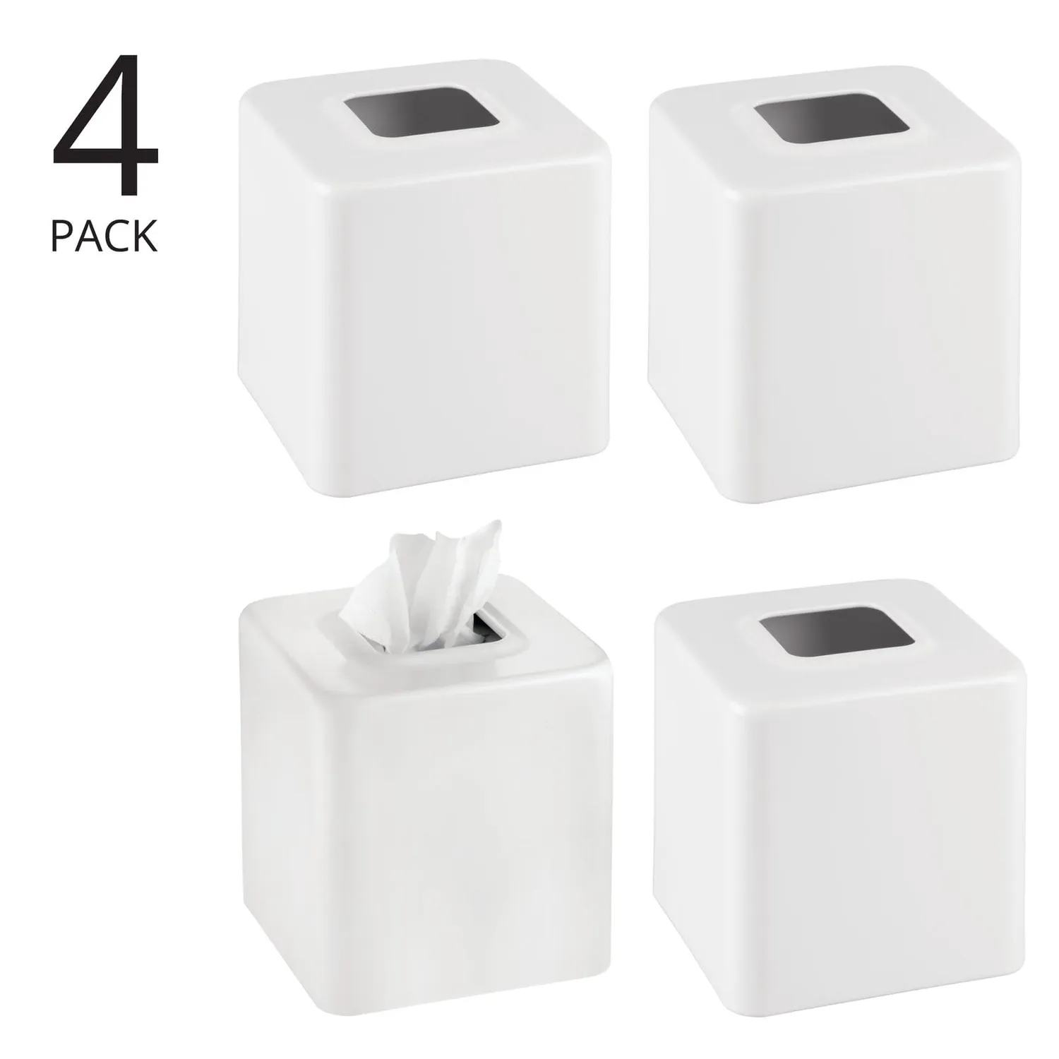 mDesign Kosmetiktücherbox Taschentuchbox weiß 4er-Set Metall