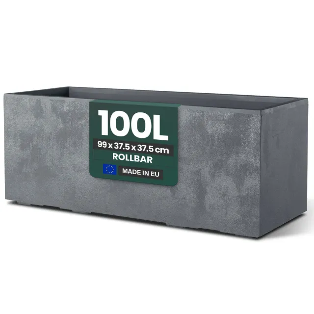 Kreher Millennium Pflanzkübel 100 Liter Grau rollbar