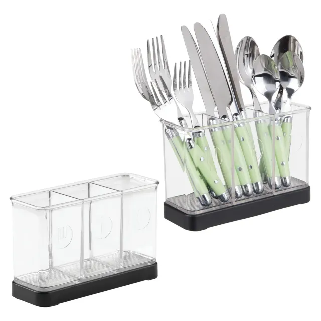 mDesign Besteckkorb stehend 2er-Set mattschwarz 19 cm
