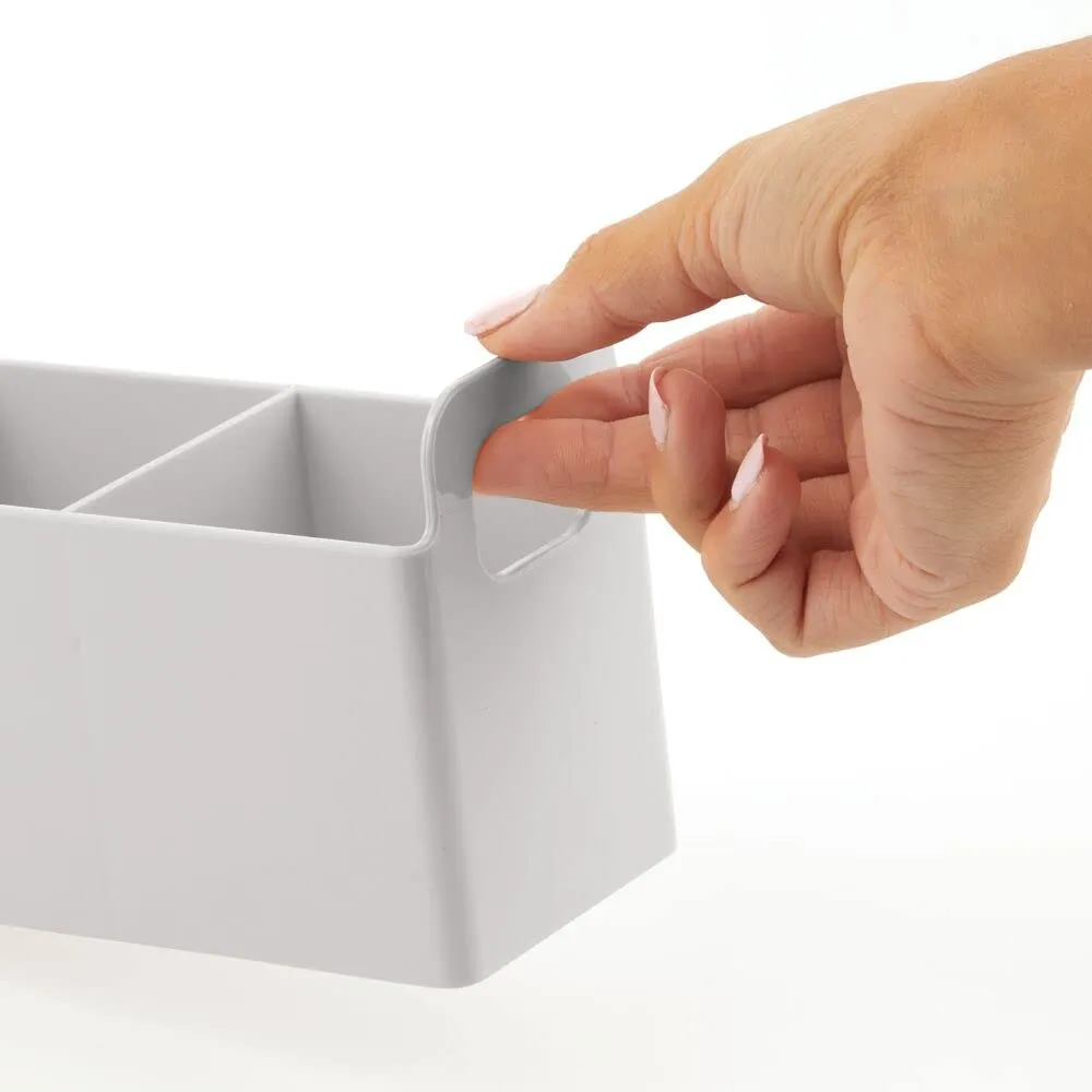 mDesign Tea Caddy Küchen Organizer 3 Fächer 2er-Set hellgrau