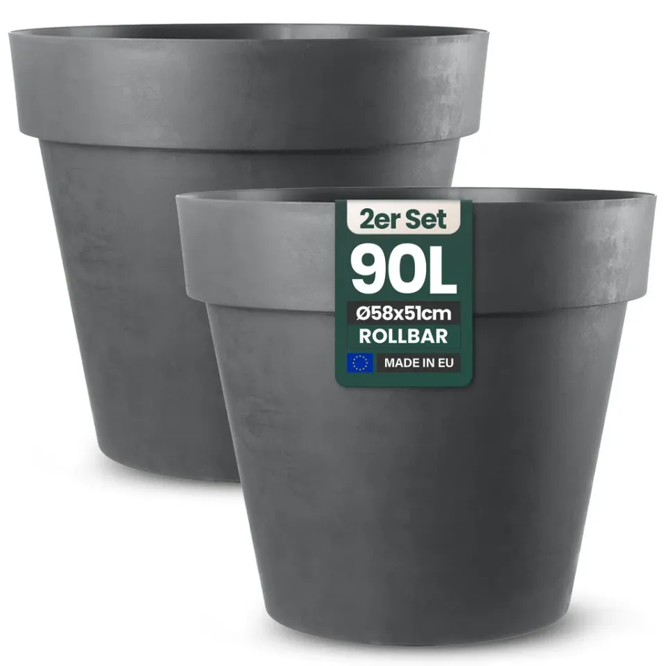 Kreher Like Pflanzkübel 90 Liter anthrazit 2er Pack rund