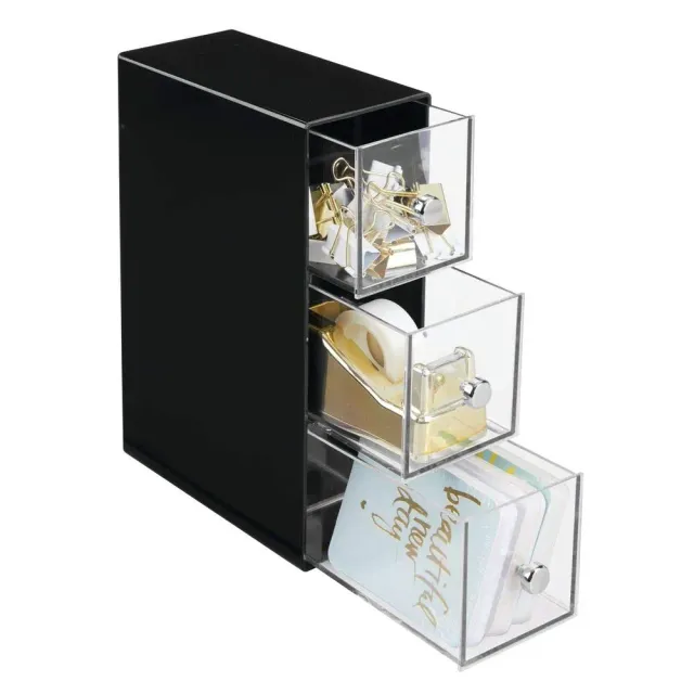mDesign Schubladenbox Kosmetik Organizer 3 Schubladen schwarz
