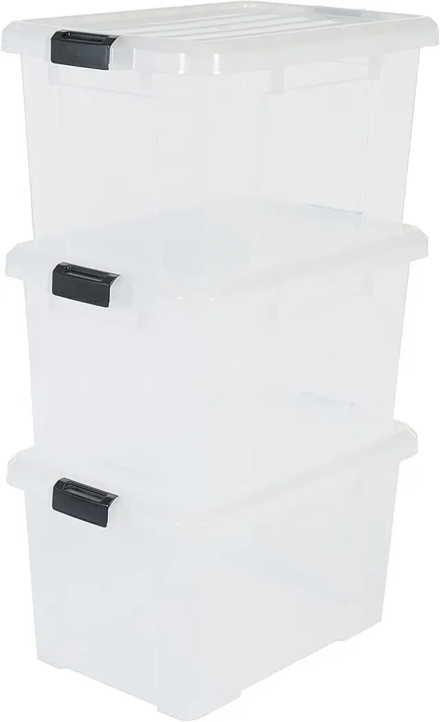 Iris Ohyama SK-450 Aufbewahrungsbox 50L 3er Set klar BPA-frei