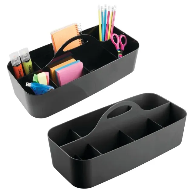 mDesign Büro-Organizer Kunststoff Griff 2er-Set Schwarz