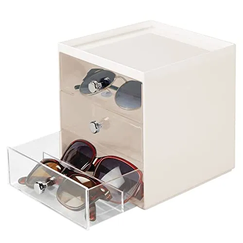 mDesign 07278MDGEU Brillenbox Creme-Transparent 9 Fächer