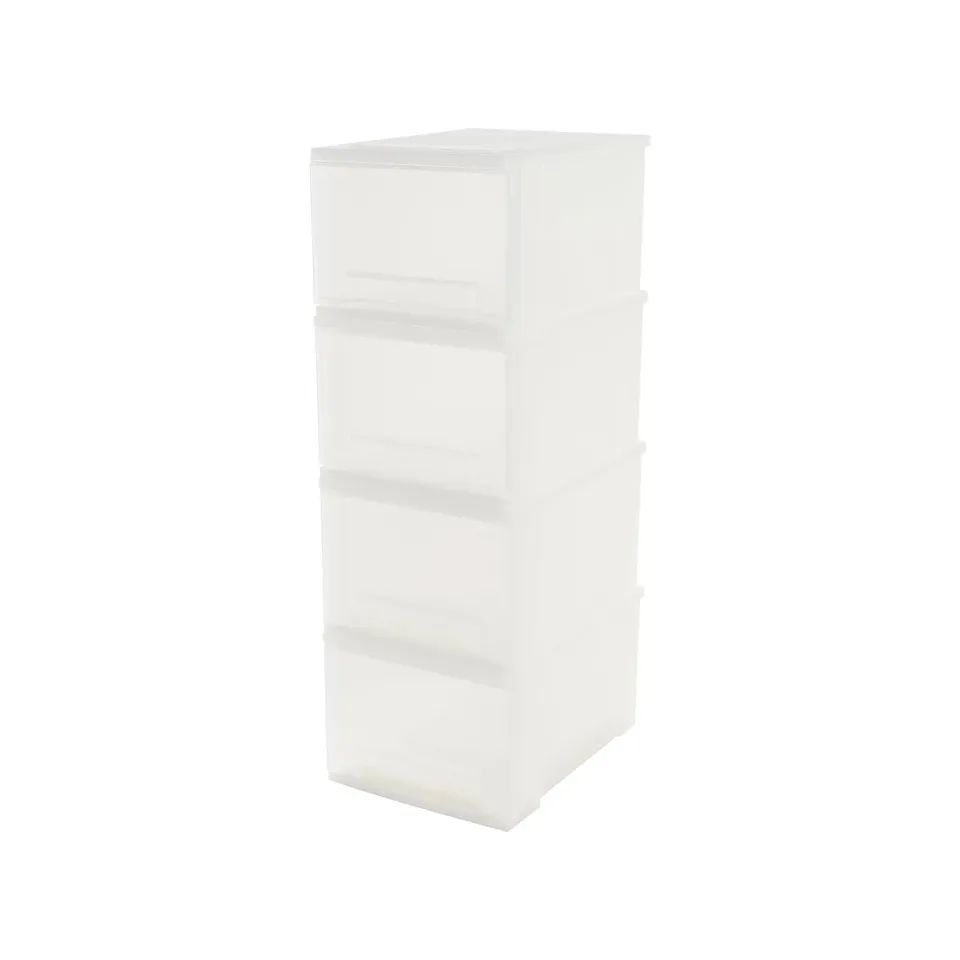 Iris Ohyama SD-220 Stapelbox 4er-Set frostweiß 15L