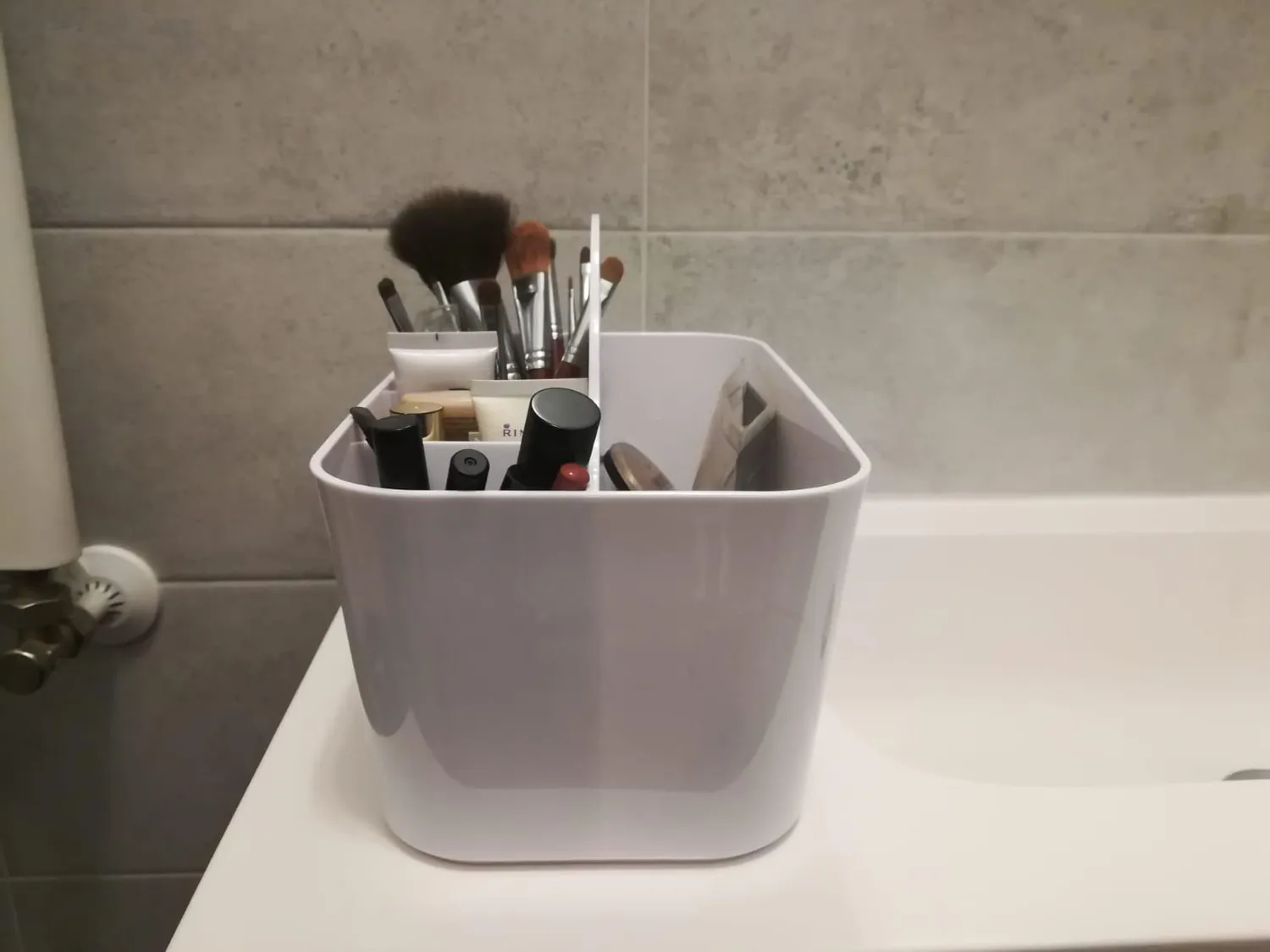 mDesign Besteckkorb Besteckhalter Weiß mit Griff
