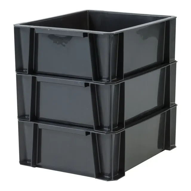 Iris Ohyama STB-M Werkzeugbox 8L Schwarz 3er-Set