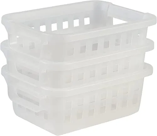 Iris Ohyama VM-20 Aufbewahrungskorb 3er-Set 4,5L transparent mit Griff
