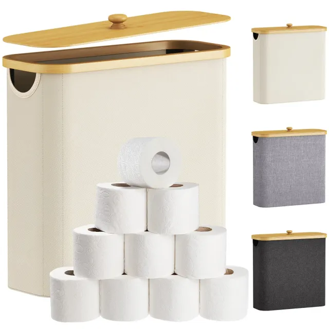 Lifewit Bambus Toilettenpapierkorb Aufbewahrungskorb Weiß 23L