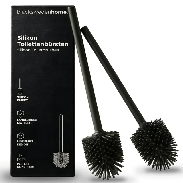 blackswedenhome Silikon-Toilettenbürste schwarz 2er Set matt