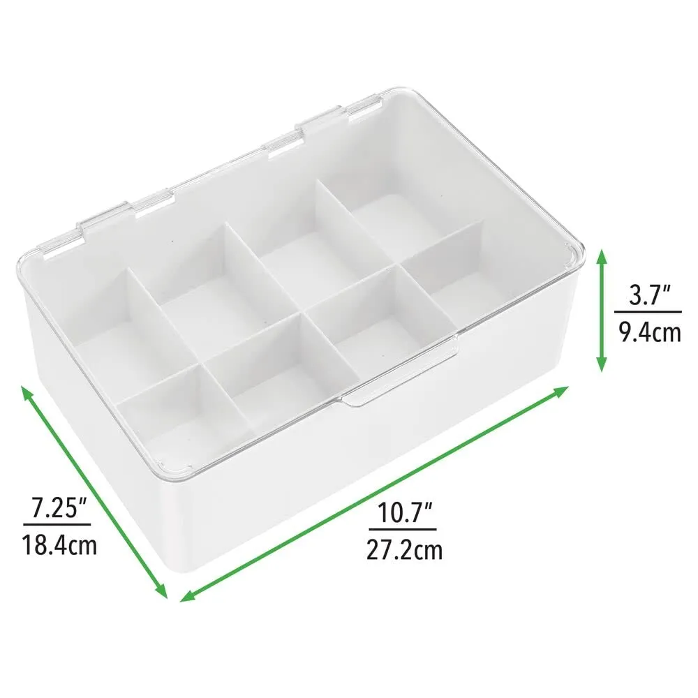 mDesign Teebox Aufbewahrungsbox 8 Fächer 2er-Set weiß