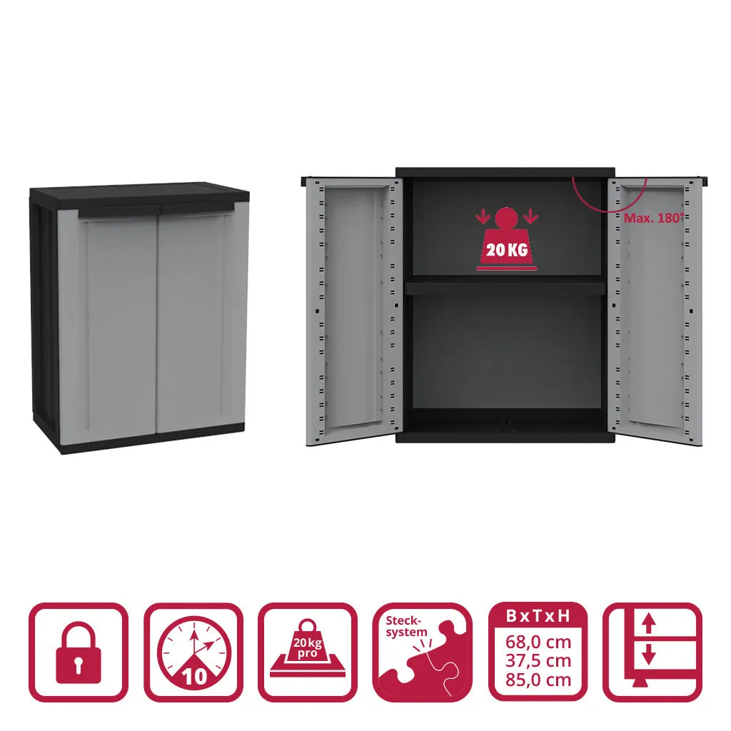Kreher J Twist Kunststoffschrank Set Grau Spind+Beistellschrank
