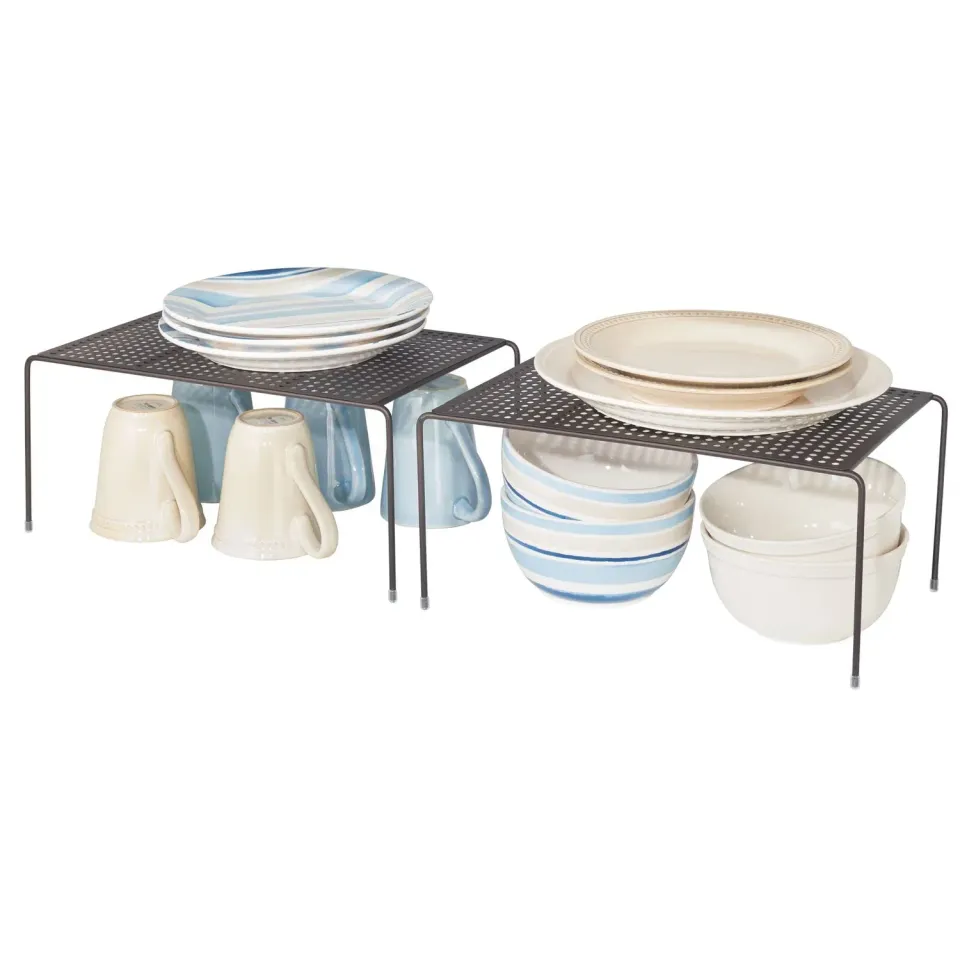 mDesign Küchenregal Metall 2er-Set bronze 22,6 cm kompakt