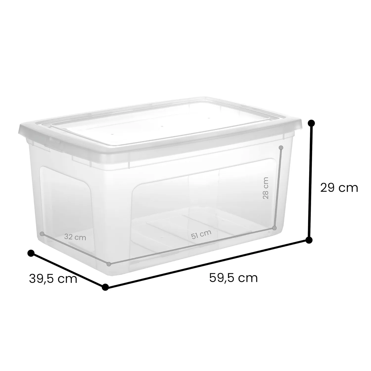 Iris Ohyama MCB-50 Aufbewahrungsbox 50L 3er-Set transparent