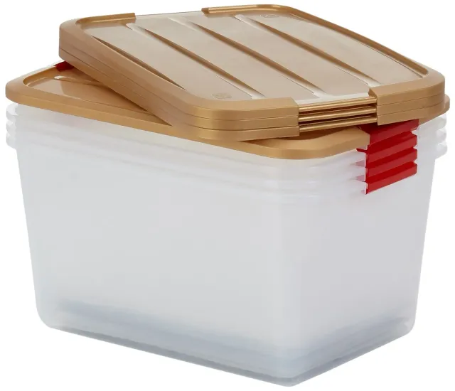 Iris Ohyama TB-45 Xmas Weihnachtsbox 45L 4er-Set transparent
