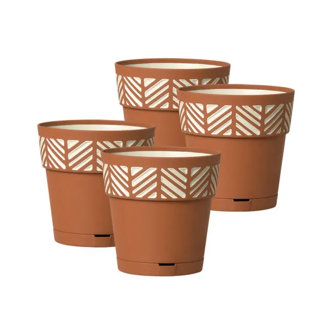 Kreher Orfeo Pflanztöpfe 15x15 cm 4er Set Terrakotta 3D