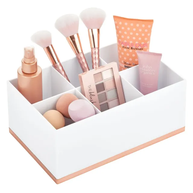 mDesign Make-up Organizer 6 Fächer weiß rotgold Kunststoff