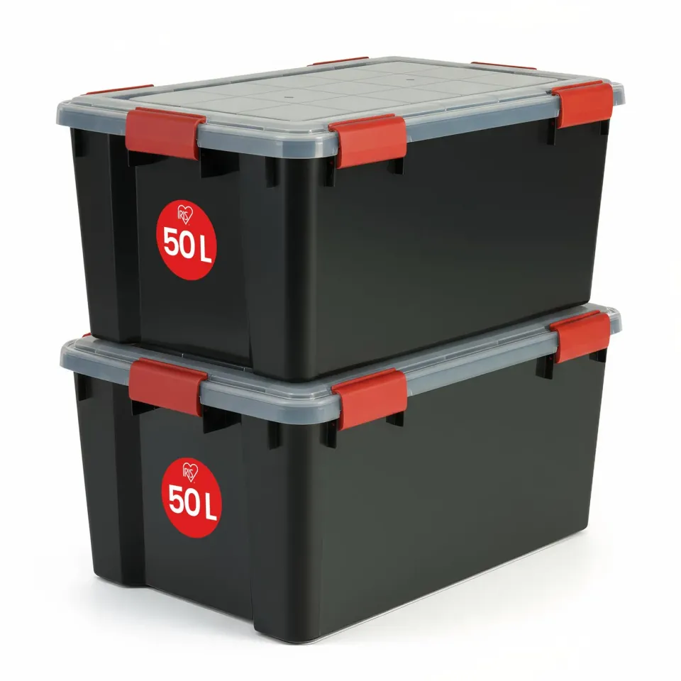 Iris Ohyama AT-L Aufbewahrungsboxen 50L 2er-Set Schwarz