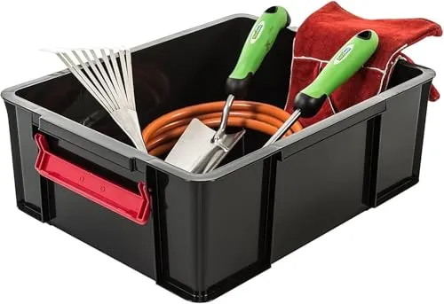 Iris Ohyama MBX-38 Aufbewahrungsbox 38L schwarz mit Deckel
