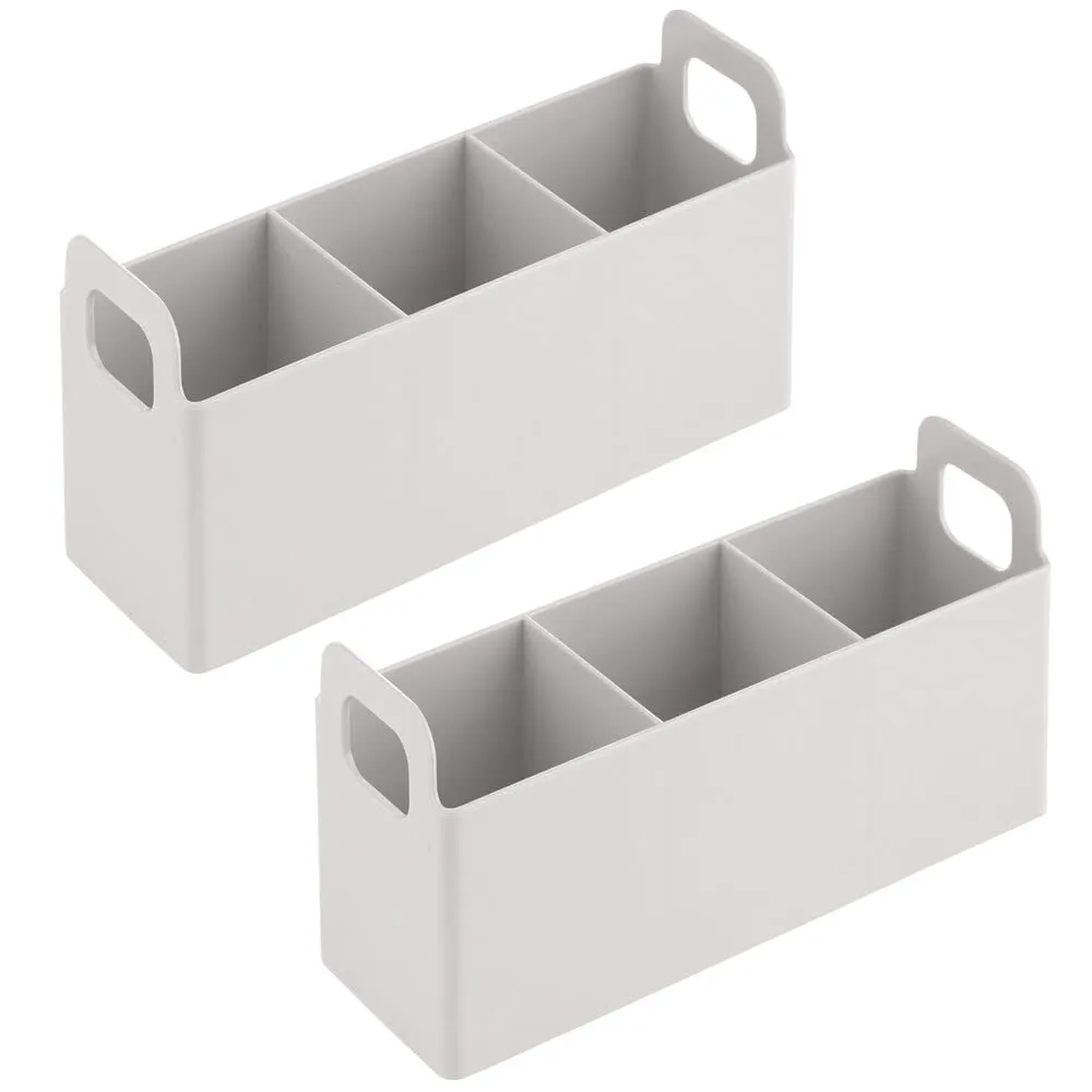 mDesign Tea Caddy Küchen Organizer 3 Fächer 2er-Set hellgrau