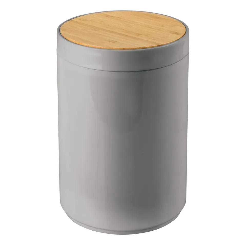 mDesign Mülleimer Bambus Deckel 5L grau