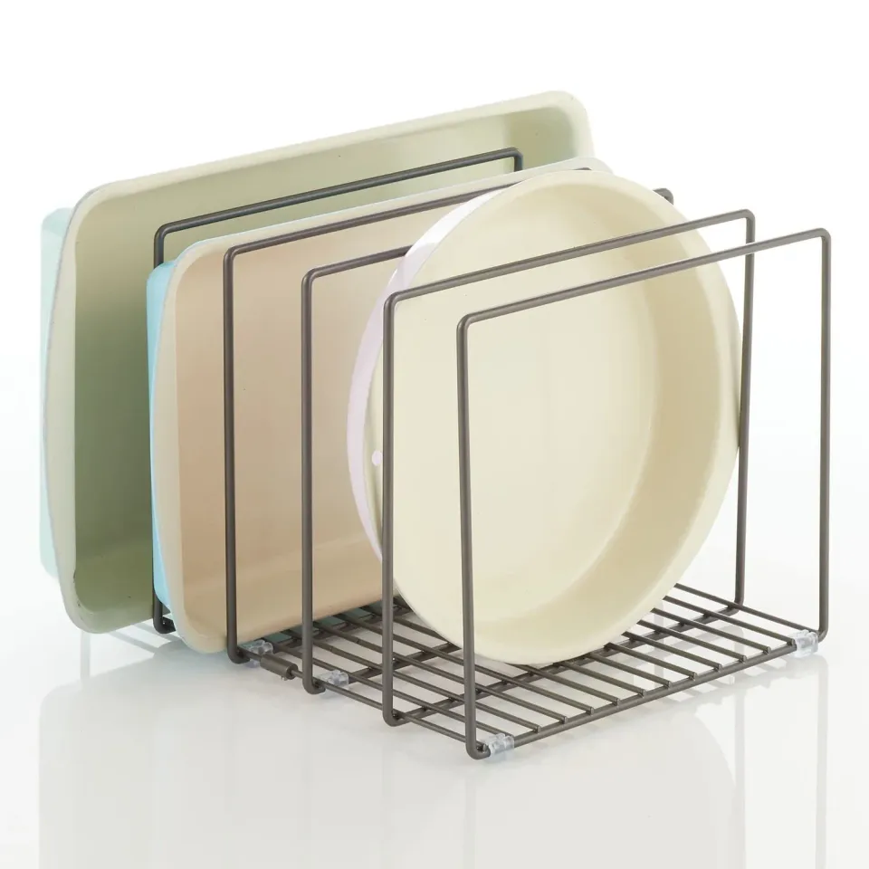mDesign Küchen Organizer Tellerhalter 5 Fächer dunkelgrau