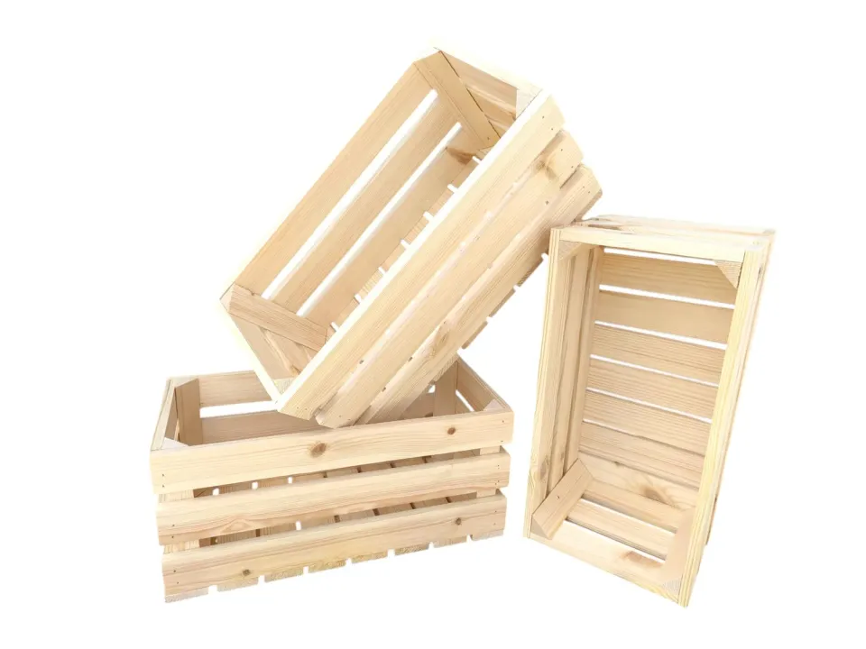 GoodFreshDecor Holzkisten 3er Set 40x20x18 cm natur