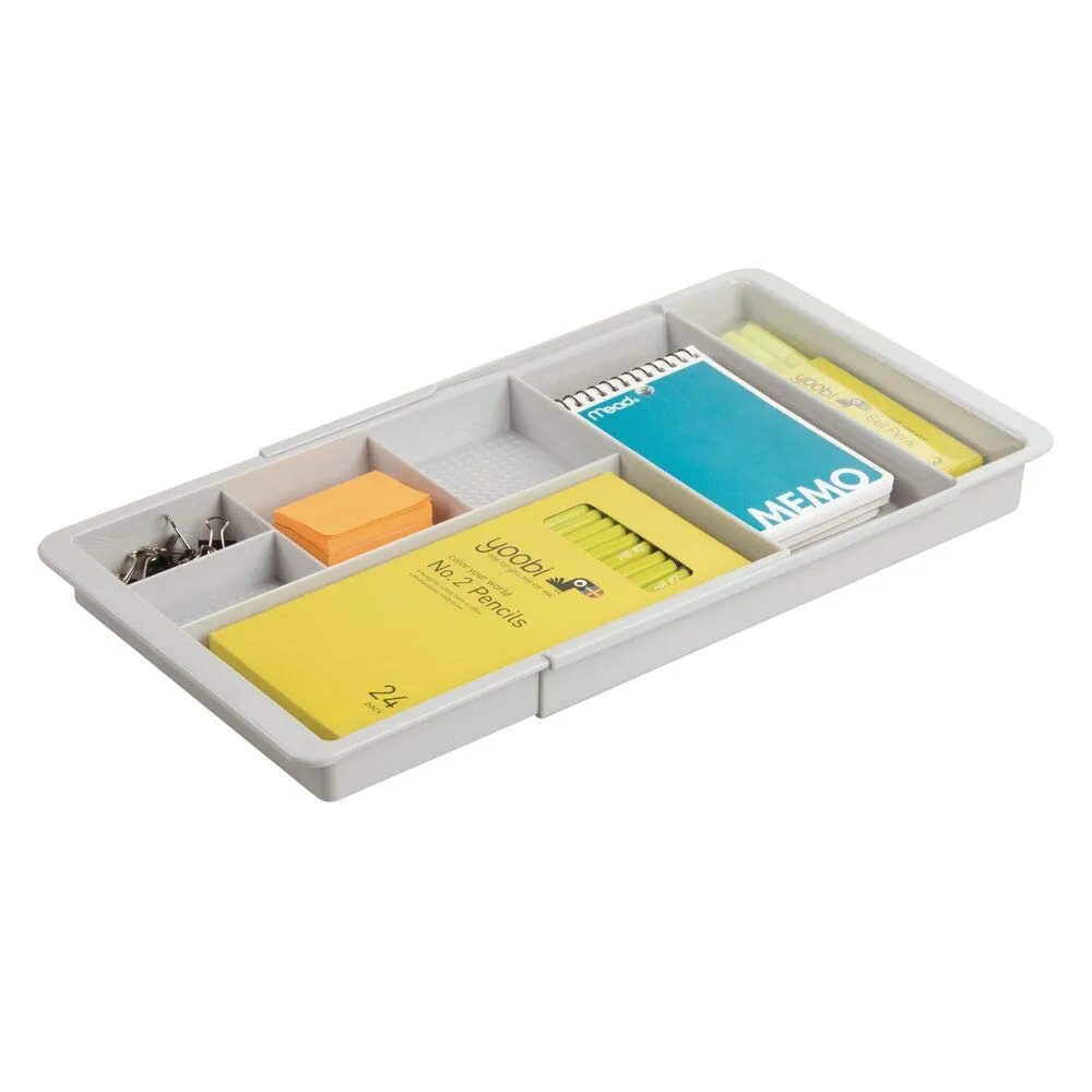 mDesign Schubladenbox Schreibtisch Organizer Hellgrau 7 Fächer