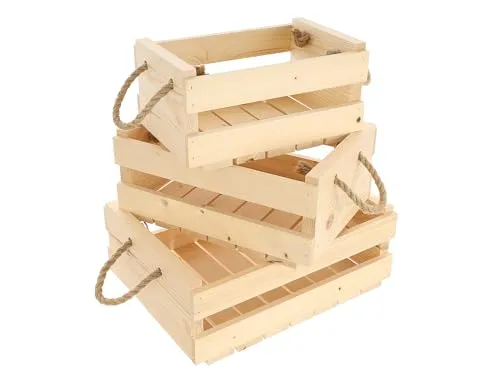 GoodFreshDecor Holzkiste 3er-Set Natur 40x30x16 cm