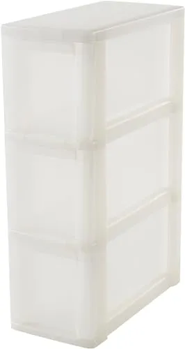 Iris Ohyama NSC-203 Rollcontainer weiß 3x10L mit Rollen